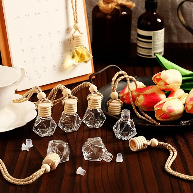 BBTO 50 Pcs Hanging Car Air Freshener Car Diffuser Bottles Empty Glass Perfume - Image 2