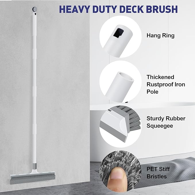 Floor Scrub Brush with 60 inch Long Handle, 2 in 1 Heavy Duty Stiff Bristle - Image 6