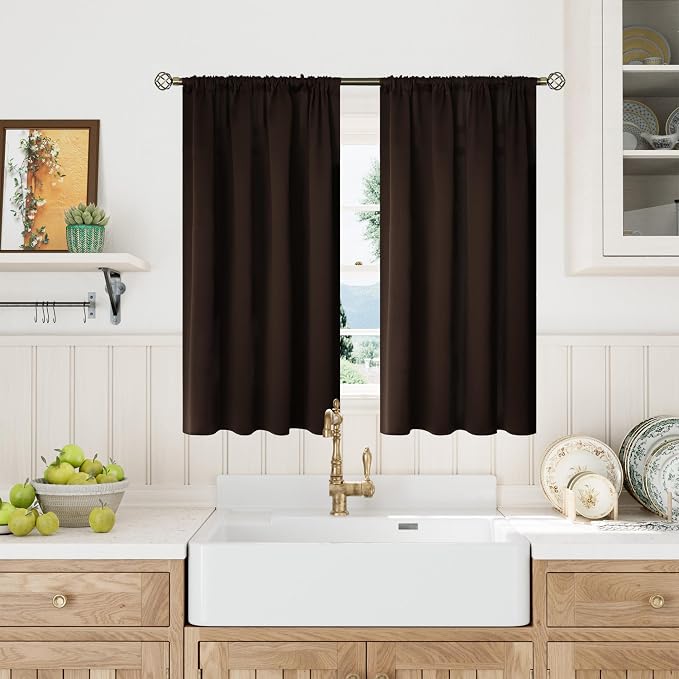 BGment Brown Blackout Curtains 45 Inch Long - Image 4