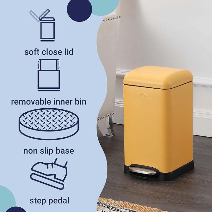 happimess HPM1012L Betty Retro Mini 3.2-Gallon Step-Open Trash Can, Daffodil - Image 3