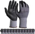 LOCCEF Safety Work Gloves MicroFoam Nitrile Coated-12 Pairs, Seamless Knit by LOCCEF