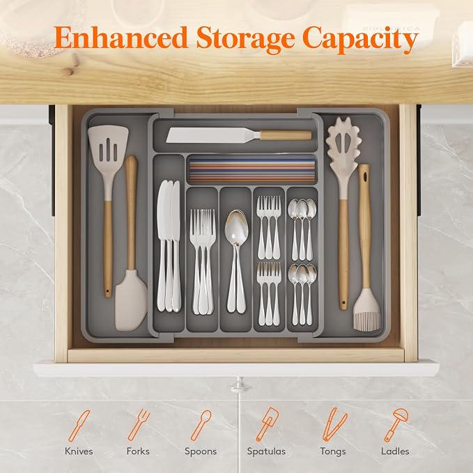 Lifewit Silverware Drawer Organizer, Expandable Utensil Organizer - Image 2