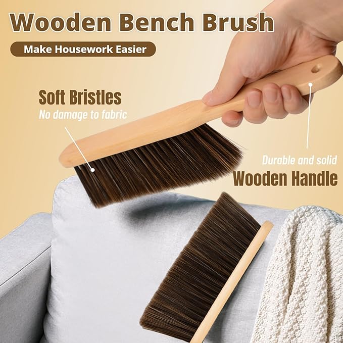 2 Pieces Woooden Dust Brush Hand Broom Bench Brush - Image 2