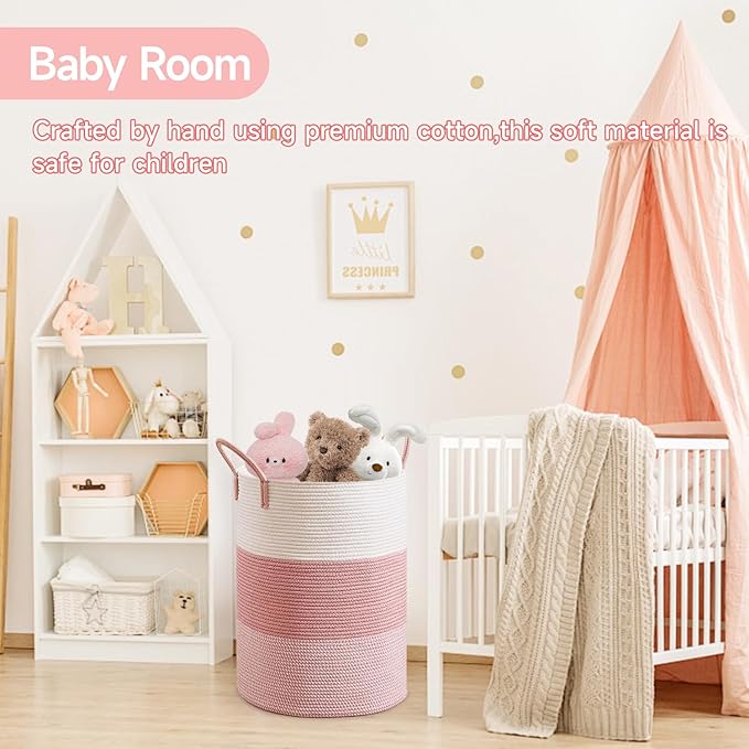 CLHMILY&Z 80L Laundry Basket Round Storage Rope Basket - Image 3