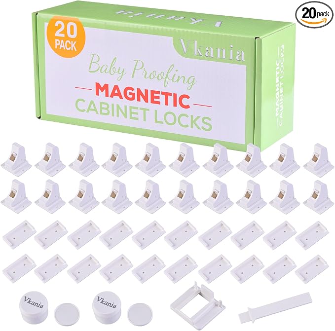 20 Pack Vkania Magnetic Cabinet Locks Baby Proofing by Vkania