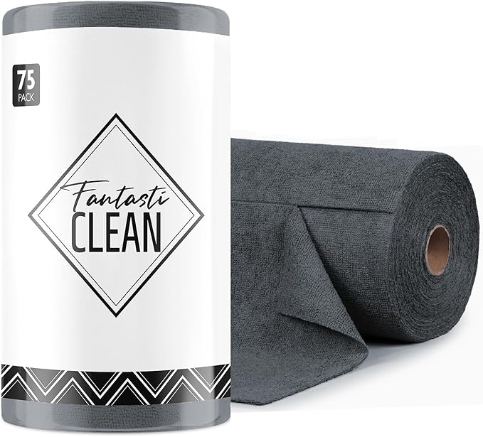 Fantasticlean Microfiber Cleaning Cloth Roll -75 Pack, Tear Away Microfiber by Fantasticlean