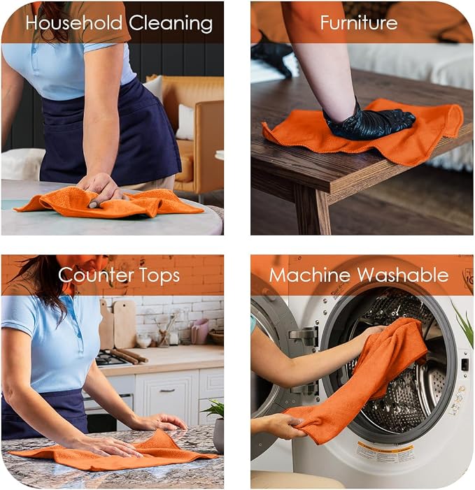 Avalon Towels Microfiber Cleaning Cloths Size 16" x 16", Highly Absorbent - Image 3