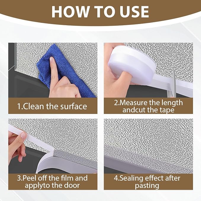 FOURGUN Silicone Weather Stripping Seal Door Tape 45 MM * 33FT Insulates - Image 5