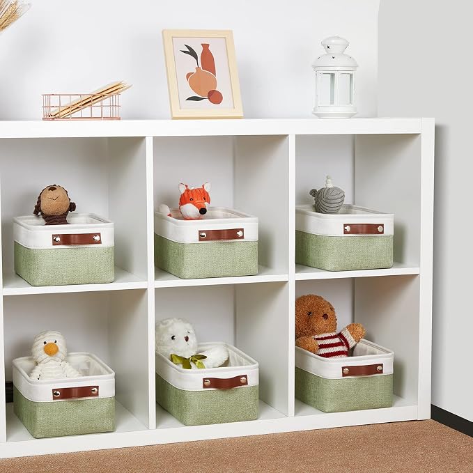 DULLEMELO Storage Baskets for Shelves, Small Fabric Collapsible Rectangular - Image 4