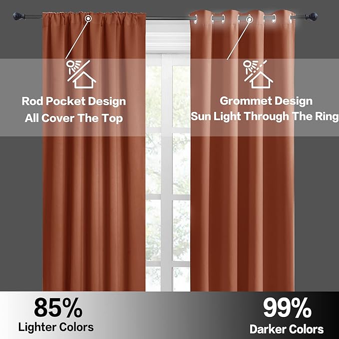RYB HOME Blackout Curtains for Living Room, All Lights Blocking Rod Pocket - Image 5