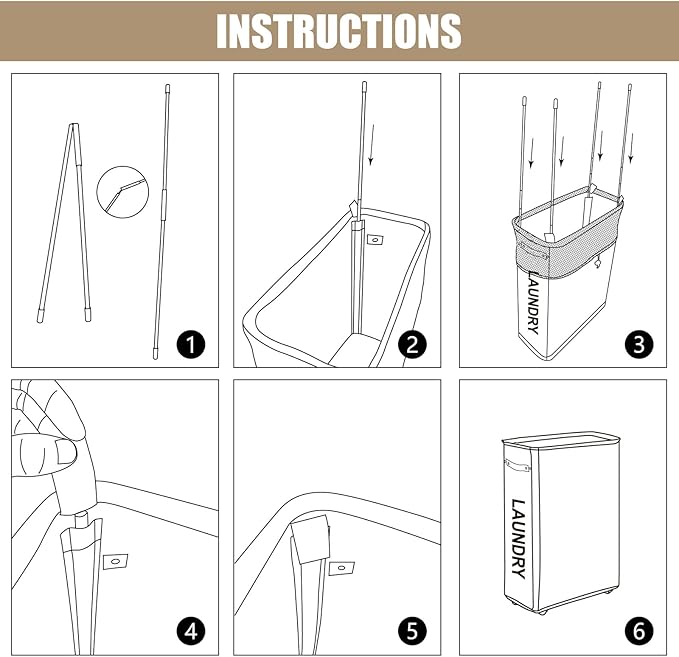 DOKEHOM 25-Inches Slim Laundry Basket on Wheels, Collapsible Rolling Laundry - Image 6