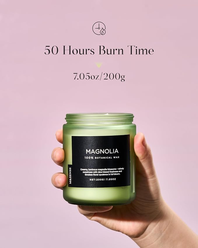 M&SENSE Magnolia Jasmine Scented Candle, 7.05oz 50 Hours Long Lasting Clean Non - Image 3