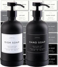 16oz Glass Soap Dispenser with Stainless Steel Pump, 21 Waterproof Labels by Verute