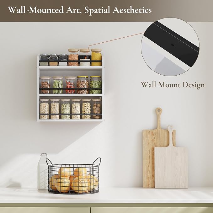 3 Tier Wooden Spice Rack, Seasoning Jars Rack Shelf Spice Organizer - Image 2