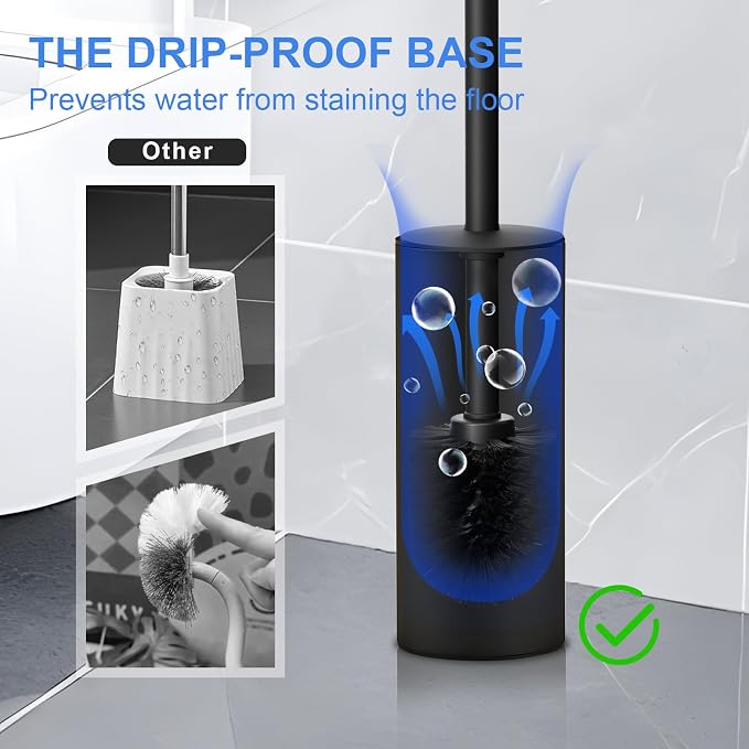 304 Stainless Steel Toilet Bowl Brush and Holder Set, Circular Floor Toilet - Image 4