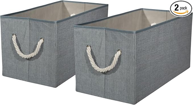 Storage Bins with Rope Handles, Large Decorative Storage Boxes by Unknown