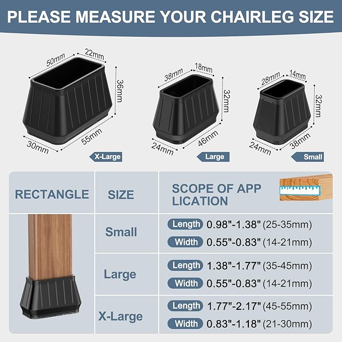 24PCS Rectangular Chair Leg Floor Protectors - Image 3