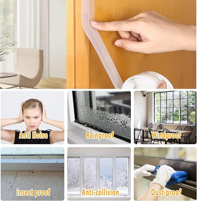 20 Ft Door Weather Stripping Door Seal Strip Tape, Silicone Door Draft Stopper - Image 3