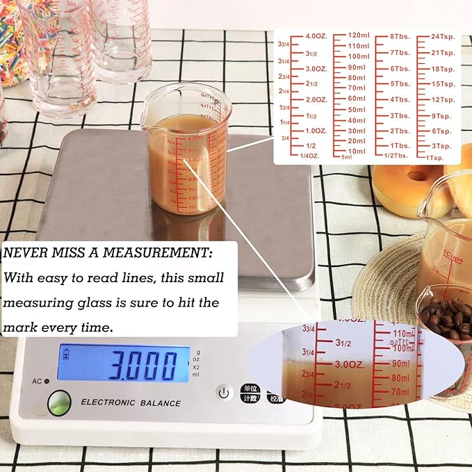 Ackers 7-Piece Glass Measuring Cup Set, Borosilicate Beaker Style Nesting - Image 5
