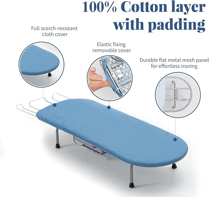 Metal Foldable Iron Board with Iron Holder, RAINHOL Small Ironing Board - Image 4