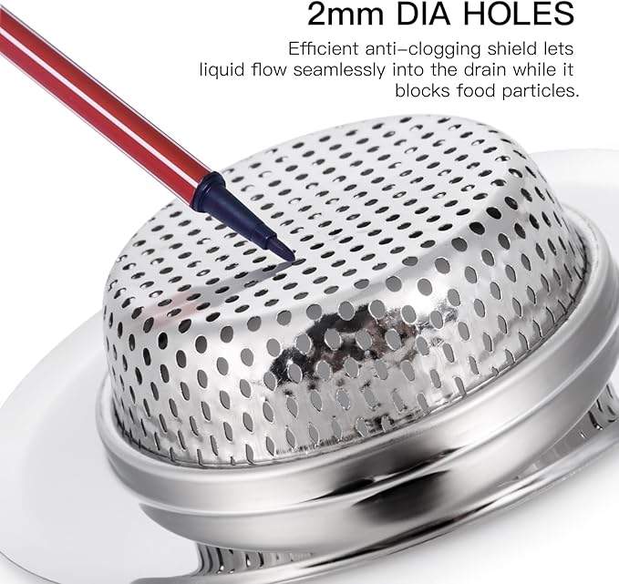 4 Pack Heavy Duty Stainless Steel Kitchen Sink Drain Strainer, Bathroom Hair - Image 5
