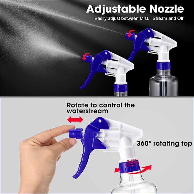 Eccliy 12 Pcs 16 Oz Plastic Spray Bottle, Adjustable Empty Reusable Sprayer - Image 3