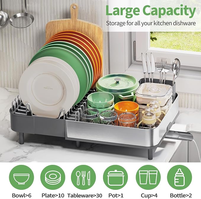 Expandable Dish Drying Rack, Foldable 304 Stainless Steel Dish Rack - Image 5