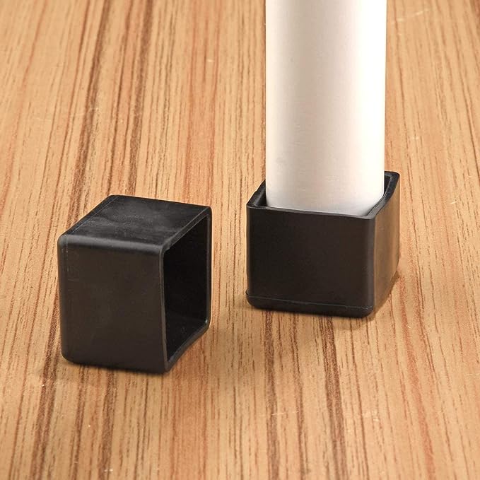 16 Pcs Black Square Anti-Slip Rubber Leg Tips Chair Leg Caps Furniture Floor - Image 9