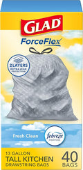Glad ForceFlex Tall Kitchen Trash Bags, 13 Gallon, Gain Fresh Clean by GladTrashFoodStorage