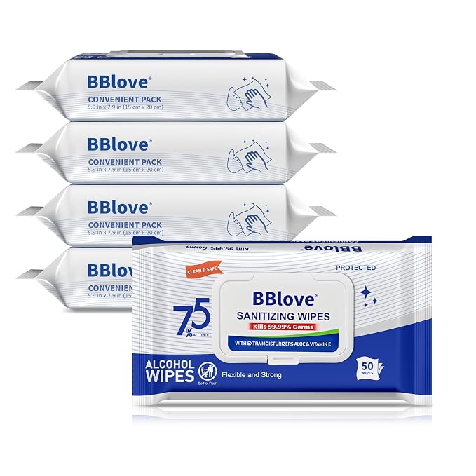 75% Alcohol Unscented Sanitizer Wipes, Moisturizing Hand Sanitizing Wet Wipes by BBlove