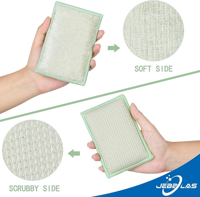 JEBBLAS Bamboo Natural Absorbent Sponges Kitchen Cleaning Sponges Reusable Dish - Image 5