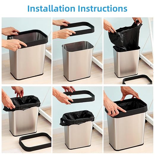 3 Pack Stainless Steel Trash Can 2 Gallon, Open Top Trash Can, Rectangle - Image 8