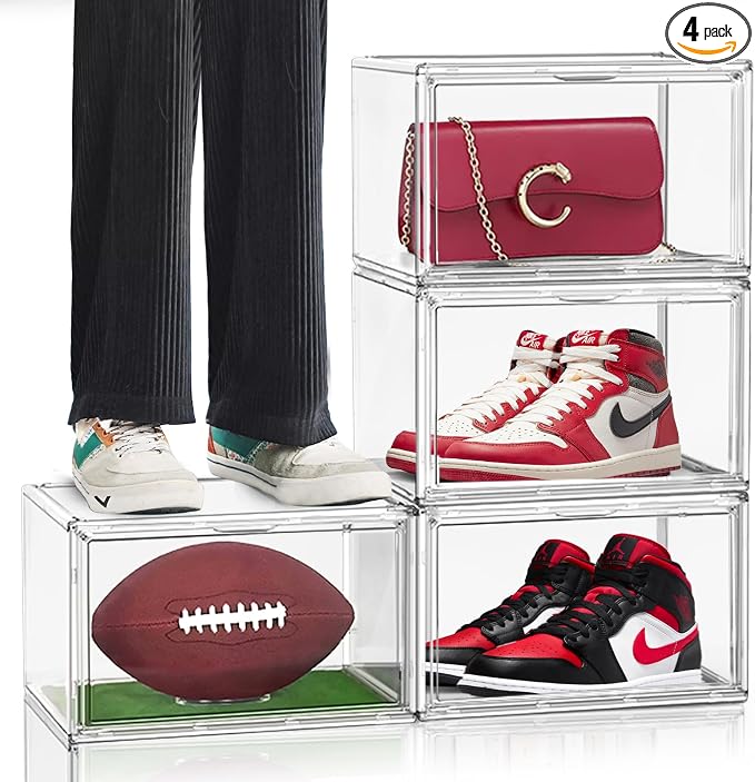 4 Pack Acrylic Shoe Boxes Sneaker Storage by EDSFAM