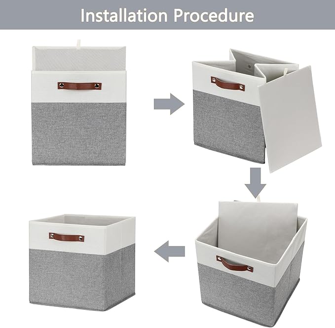 HNZIGE Foldable Storage Bins 13x13 Storage Cubes Set of 4 Fabric Linen Storage - Image 4