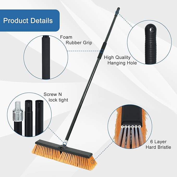 PBHEPJ 18 Inchs Push Broom Outdoor Heavy Duty, Shop Broom - Image 3
