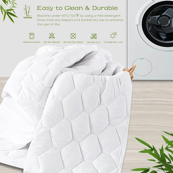 GRT Queen Mattress Protector Waterproof, Rayon from Bamboo, Cooling Quilted - Image 6