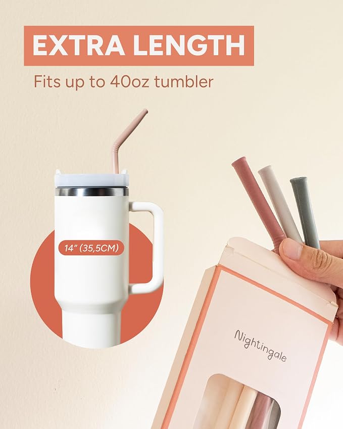 Nightingale 14” Silicone Tumbler Straws - Image 6