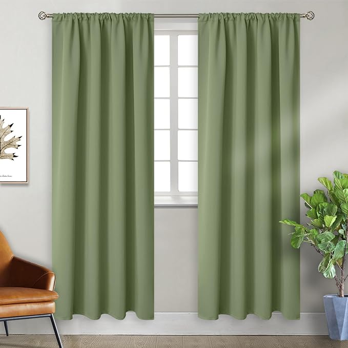 BGment Olive Green Blackout Curtains 84 Inches Length 2 Panels by BGment