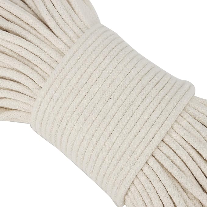 SOUJAP 5/32 Inch White Natural Cotton Clothesline Rope, 4mm x 328 Feet Cotton - Image 3