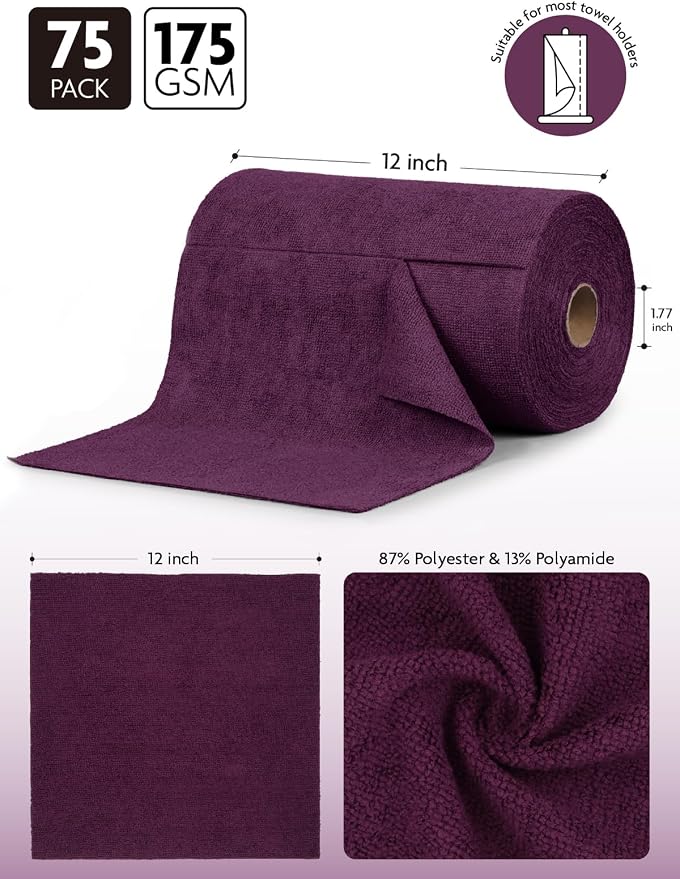 Fantasticlean Microfiber Cleaning Cloth Roll -75 Pack, Tear Away Microfiber - Image 3