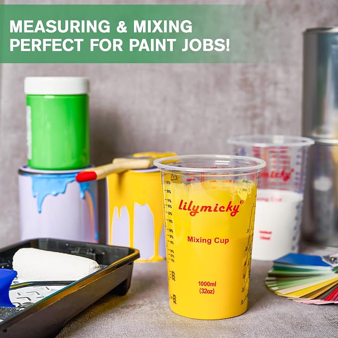 25 PACK Plastic Measuring Cups, 32 oz Disposable Mixing Cups, Measurement - Image 5