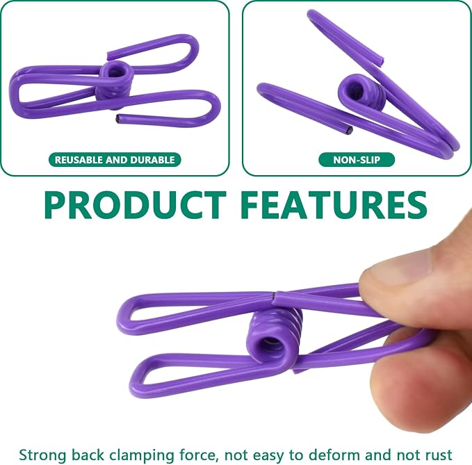 50 Packs Steel Wire Clips Vinyl Plastic Coated Multi-Function Colored Utility - Image 4
