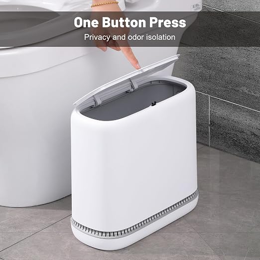 MOPALL Bathroom Trash Can, 3.3 Gallon Slim Garbage Can - Image 5