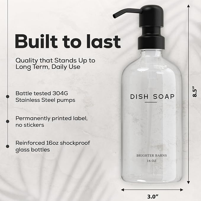 Clear Glass Hand and Dish Soap Dispenser Set by Brighter Barns - Image 3