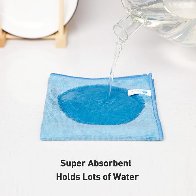 Blue Microfiber Cleaning Cloth 13"x13", Ultra Soft Absorbent Microfiber - Image 4