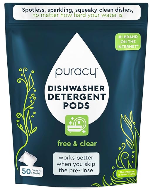 Puracy Dishwasher Pods, Natural Dishwasher Detergent, Free & Clear Dish tabs by Puracy