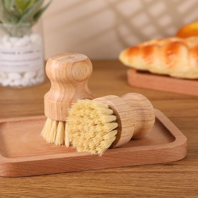 Nuenen 12 Packs Bamboo Dish Scrub Brushes Wooden Scrubbers Set Kitchen - Image 2