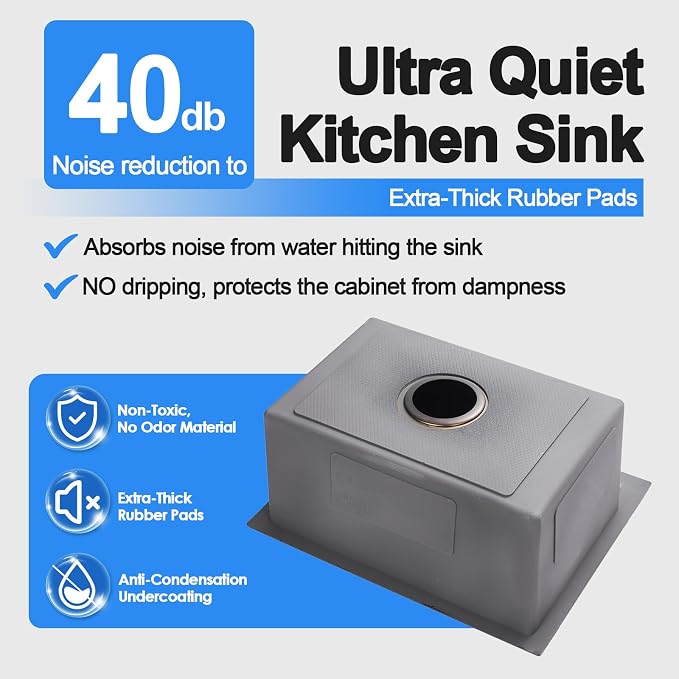 23x18 Inch Kitchen Sink, Handmade 304 Stainless Steel Sink, Topmount - Image 3
