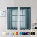 Chyhomenyc Stone Blue Sheer Curtains 45 Inch Long 2 Panels, Light Filtering Rod by Chyhomenyc