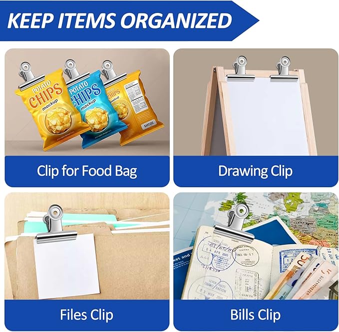 20 Pack Large Metal Hinge Clips 2 Inches Bull Hinge Paper Clips - Image 6